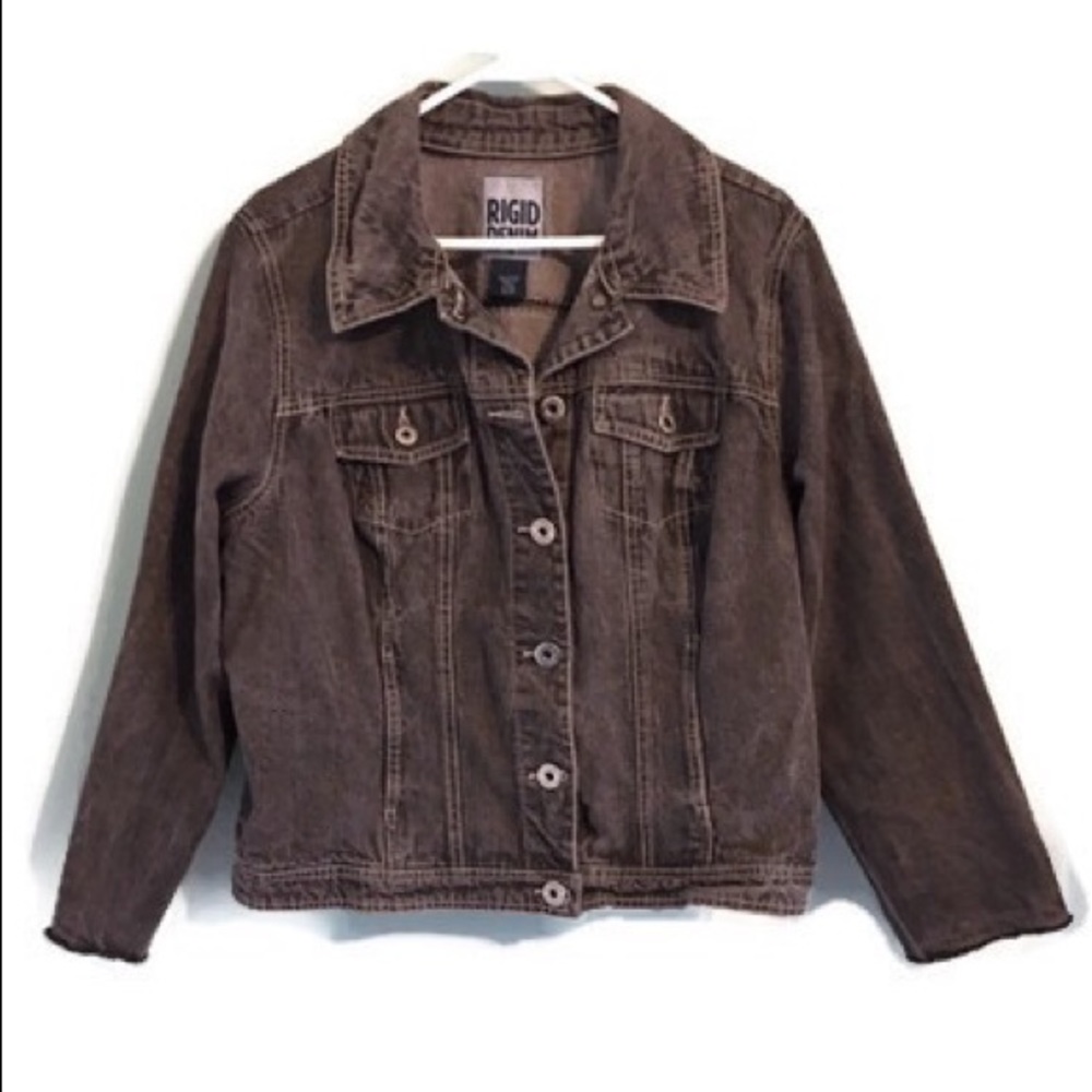 Jean Jacket Distressed Black 18/20 Plus Size Denim